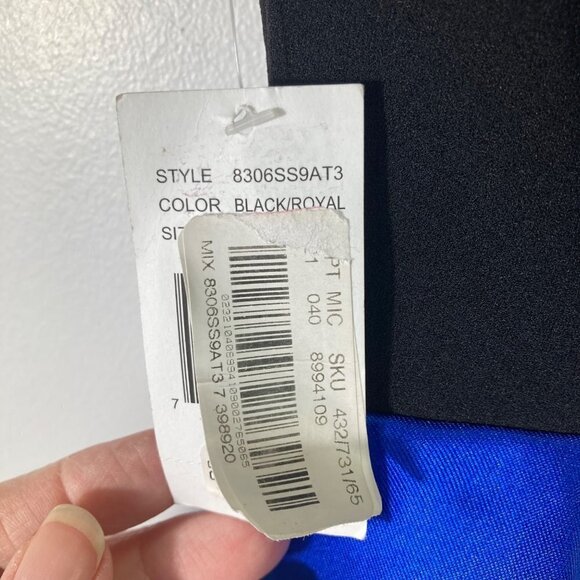 Womens Jrs Jodi Kristopher Fit Flare Halter‎ Dress Black Royal Blue 7 NWT - Picture 7 of 8